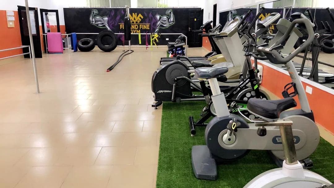 Open training floor with exercise bikes and cardio equipment